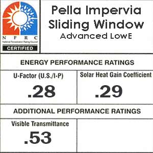 Pella Impervia two section slider NFRC sticker