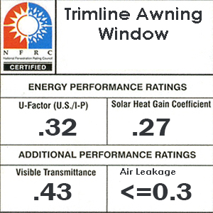 Trimline awning NFRC numbers